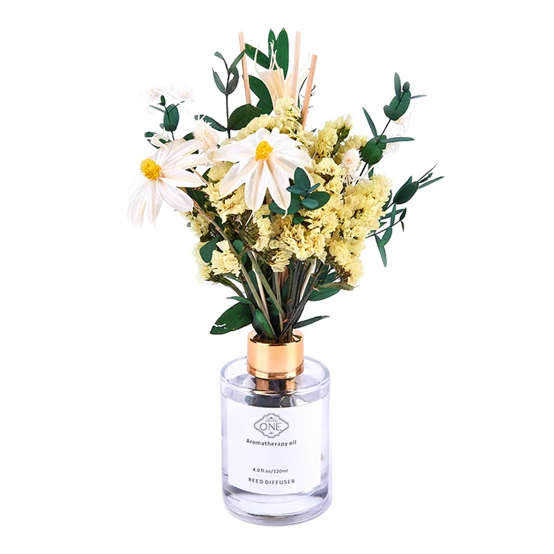 UO Glass Bottle Scent Fragrance Car Air Freshener Luxury Rattan Reed Diffuser Perfume With Dried Flower Bundle Stick For Home