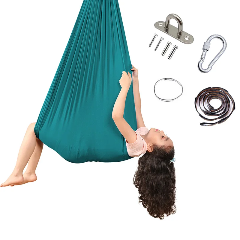 Cheap Custom 100% Nylon Sensory Therapy Hammock With Ceiling hook For Baby Children Kids