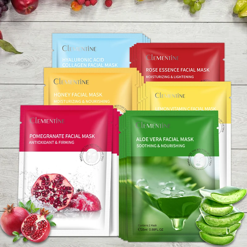 Custom Private Label Korean Whitening Moisturizing Face Maskss Fruit Beauty Face Mask sheet Sheetmask Skin Care Facial Mask