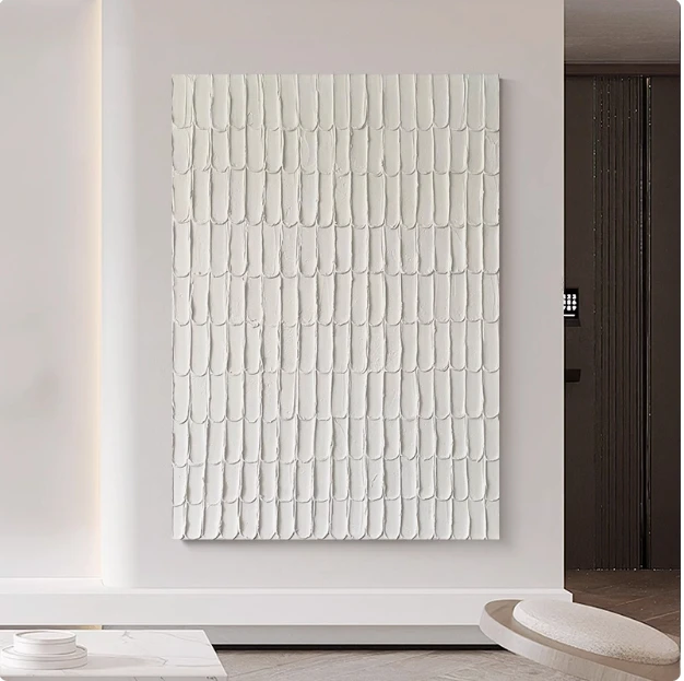 Hand painted 3D White Minimalist Beach Canvas Painting Textured Wall Art Ocean Wave oil Painting for Living Room Decor