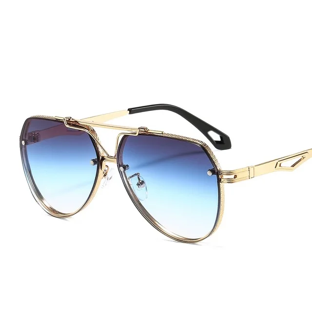 
2021 New Fashion Sunglasses Men Women Gradients Lens Alloy Metal Frame Luxury Brand Designer Shield Oval Punk Hiking Travel 
