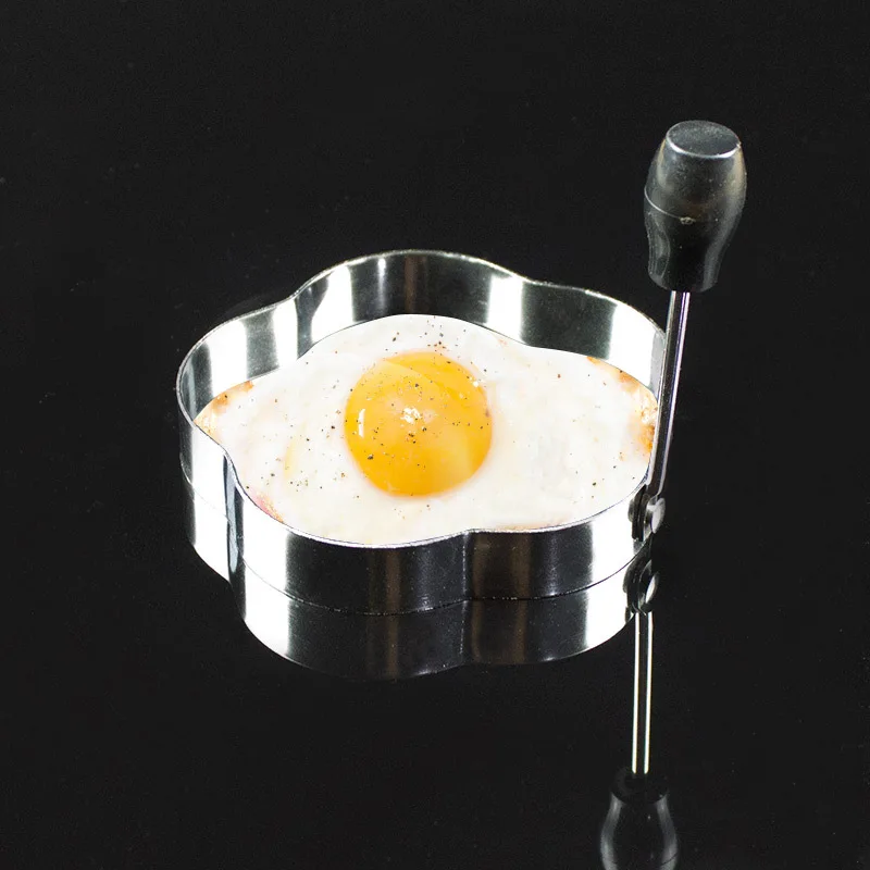 
Stainless Steel Omelet Mold round heart flower shape with plastic holder 