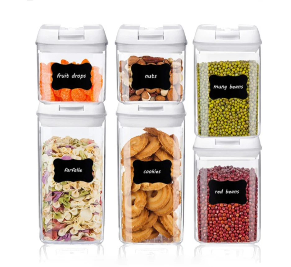 OWNSEING Food Storage Container 6PCS Kitchen Plastic Canister For Flour BPA Free Plastic Cereal Containers With Easy Open Lids