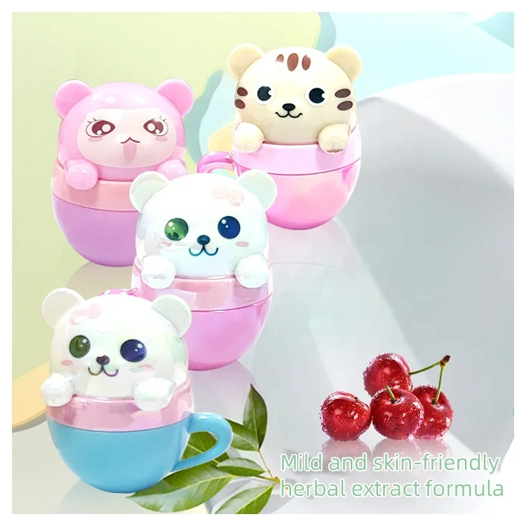 Wholesale New Fruit Flavor Cup Shape Cute Private Label Kids cupcake lip balm