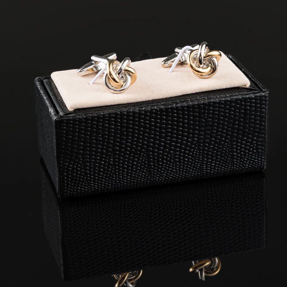 JINJIE Classic style ready to ship double color copper knot cufflinks for fashion suit shirt