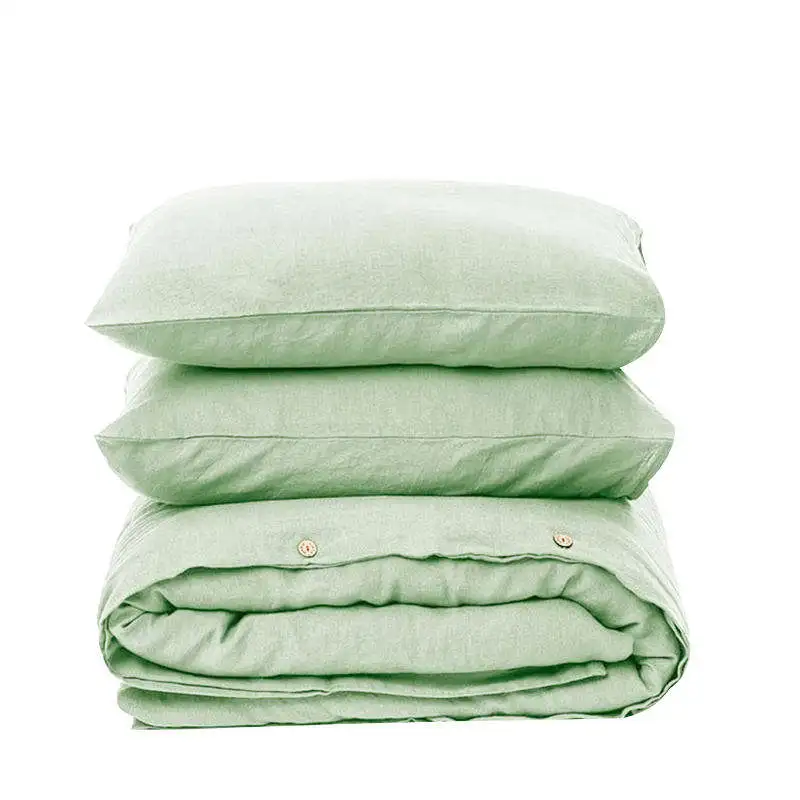Wholesale/Retail Mint Green 100% Pure French Flax Linen Bedding Set 4 Pcs Non-Disposable Stone Washing Solid Pattern Home/Hotel
