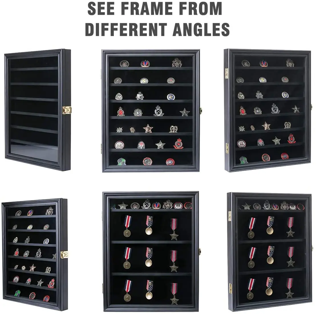 Custom High Quality Removable 13x16 Inch Twin Slot Shelf Wood Cabinet Rack Holder Shadow Box Challenge Coin Display