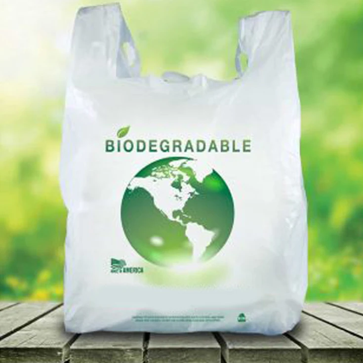 Factory Custom Logo 100% Biodegradable Compost Pla+Pbat+Corns Supermarket Die-Cut T-shirt Vest handle Shopping takeaway Bag