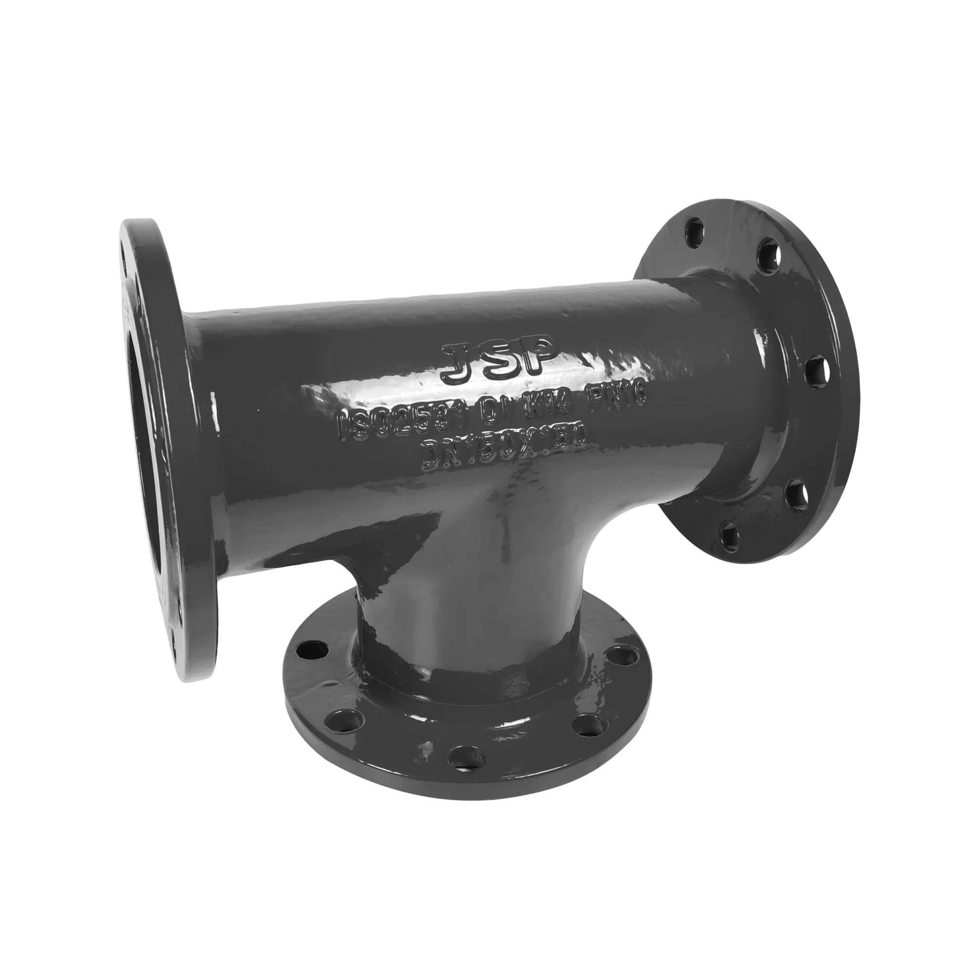 JSP Waterworks Treatment Pipe Products  ISO 2531 EN545 EN598  Ductile Iron Pipe Fitting DCI ALL Flange Equal Tee Connect Flange