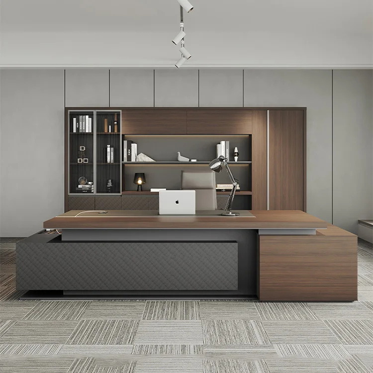 Modern Large Executive Wooden Furniture Luxury Ceo Acrylic Office Desk Table Organizer With Drawer