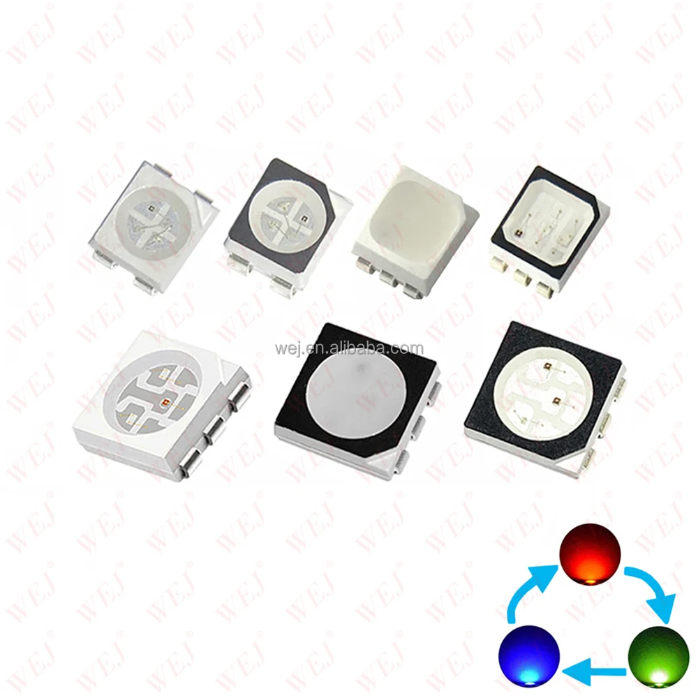 Factory Full Color 0603 0805 1204 1206 RGB LED CHIP 4 Pins 6 Pins White Black Face 3528 5050 SMD LED RGB