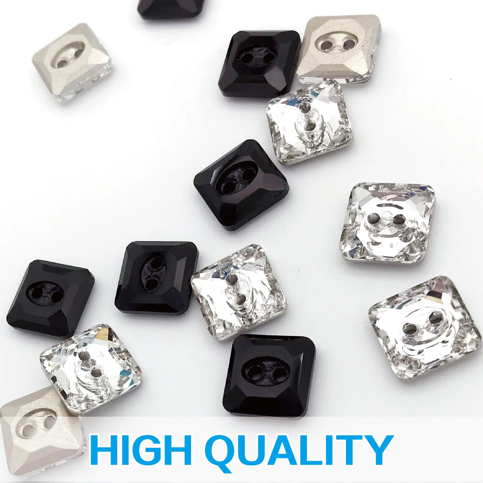 10mm two holes rhinestone crystal square buttons for shirt for sweater