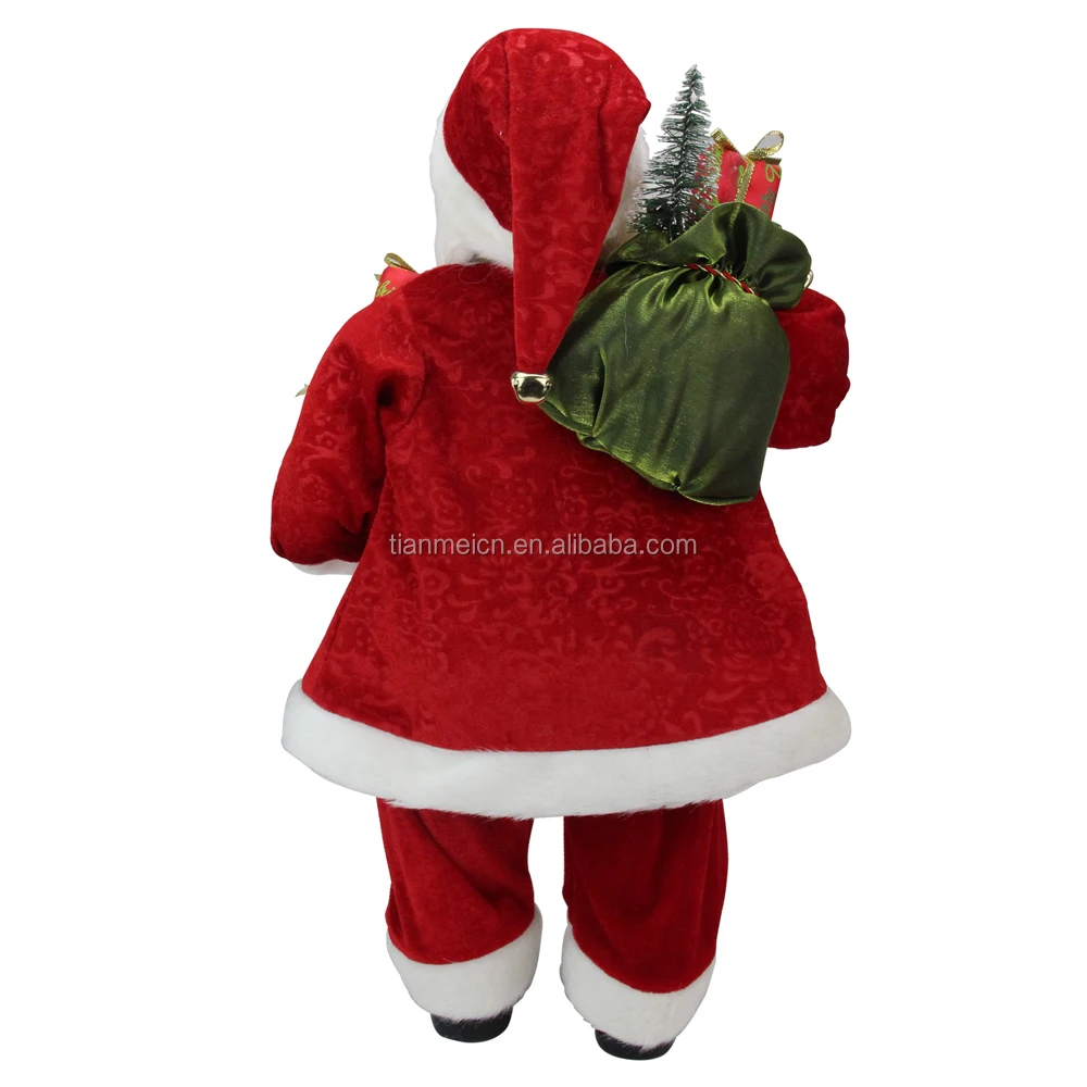 
60cm Christmas Standing Santa Claus Ornament Decoration Figurine Collection Fabric Custom Items Holiday Festival Xmas Plush 