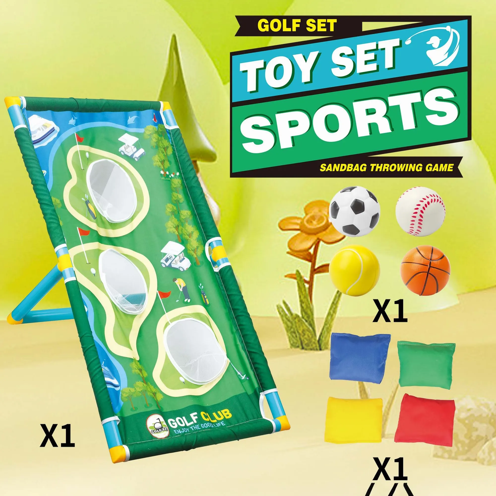 2024 Hot selling kids multifunctional sports training golf set toys outdoor game golf toys with training track