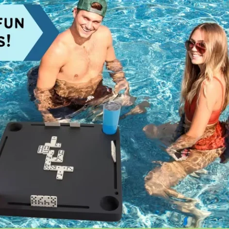Floating dominoes table game party float durable black and other color foam pool tray with drink holders