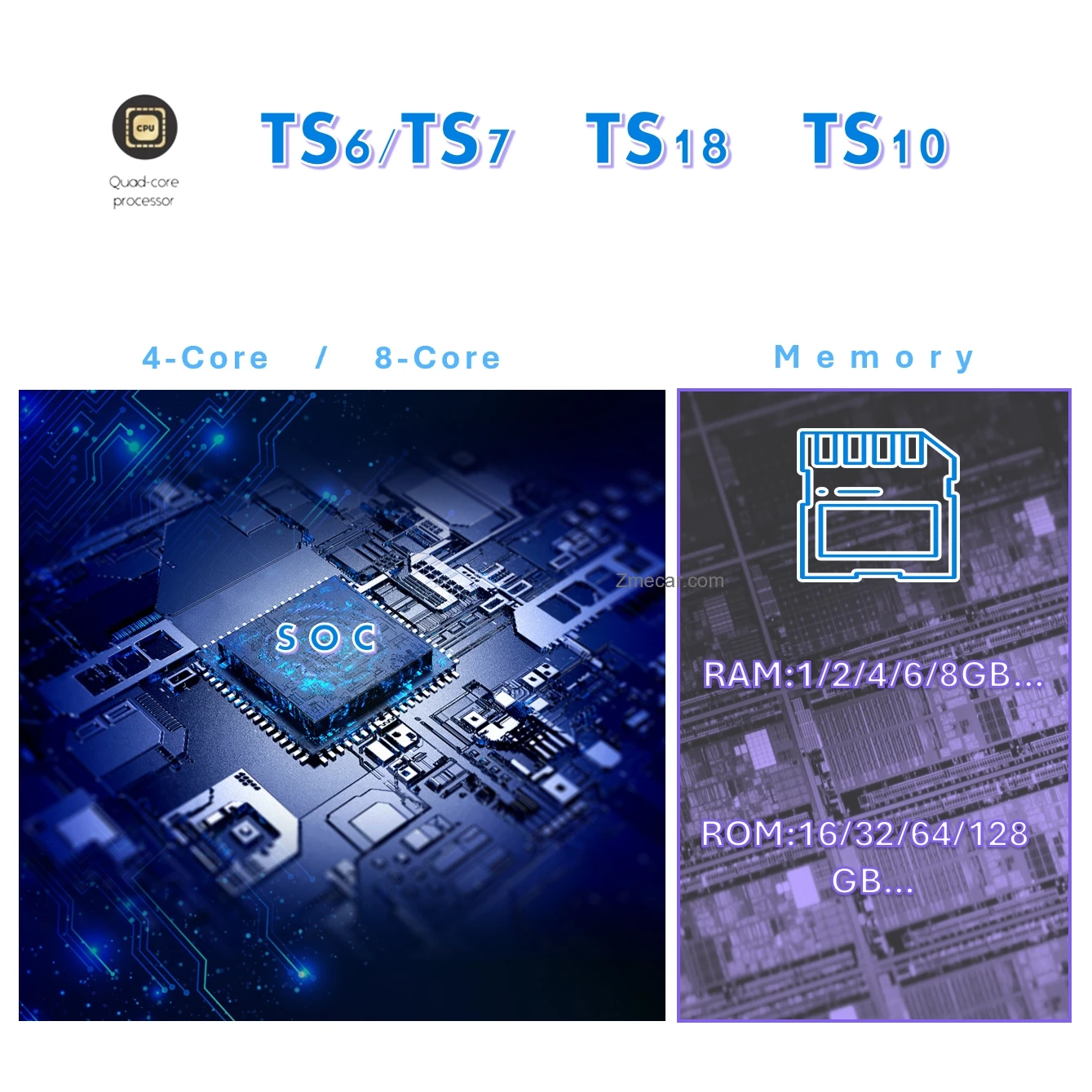 Zmecar Universal Android Car Player 7/9/10 Inch Touch Screen Android Auto CarPlay BT FM WIFI GPS Car Radio