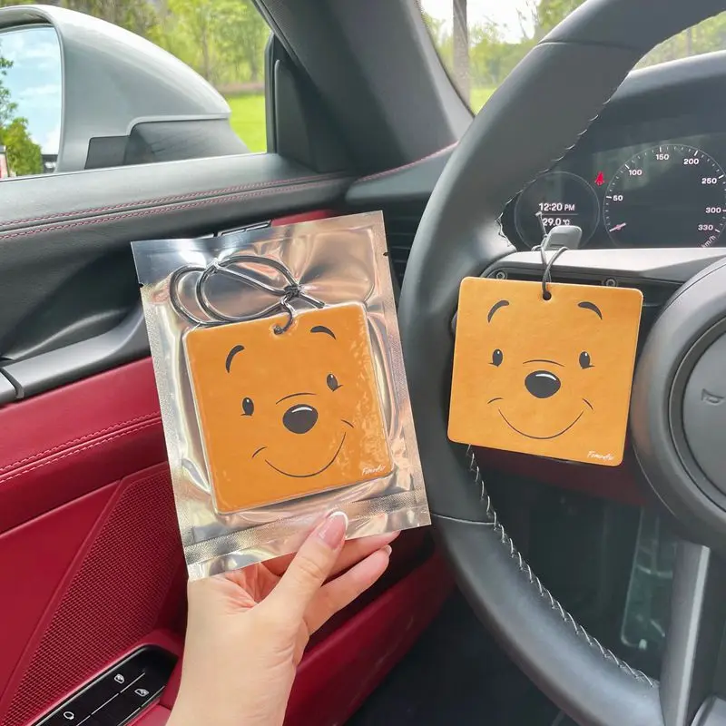 High quality Custom 2024 cartoon teddy bear 2mm cotton paper cute air freshener for car