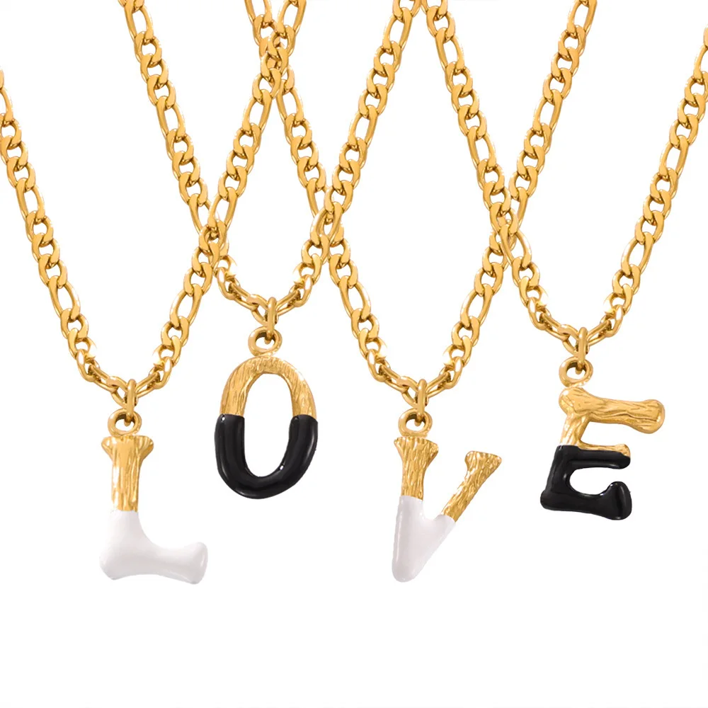 2024 New Simple Tarnish Free 18k Pvd Gold Plated A-Z Letter Pendant Necklace 316L Stainless Steel Letter Necklace For Women