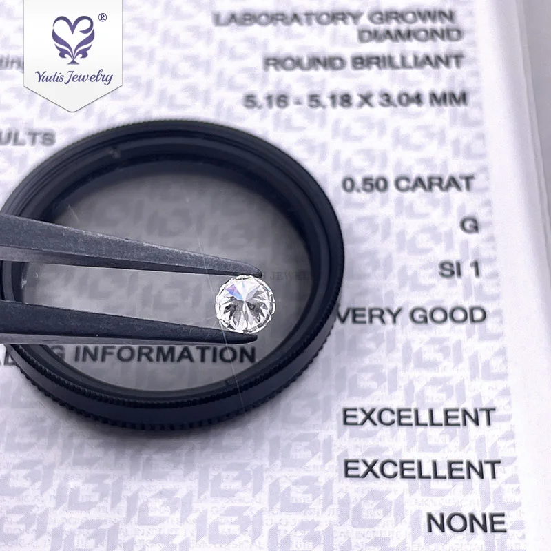 Yadis gems Factory Made  Lab Created Diamonds 0.5 Carat G SI1 Round Brilliant Cut Best Quality HPHT Lab Grown Diamond