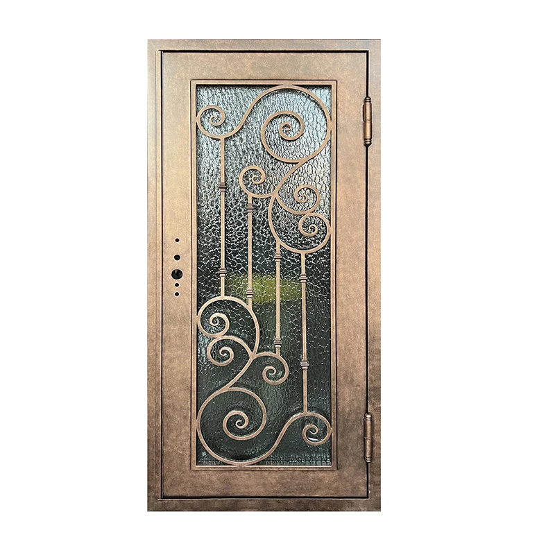 Factory Customize Australian No-rust Iron Entry Single Glass Church Door Double Entry Wrought Iron Door For Villa