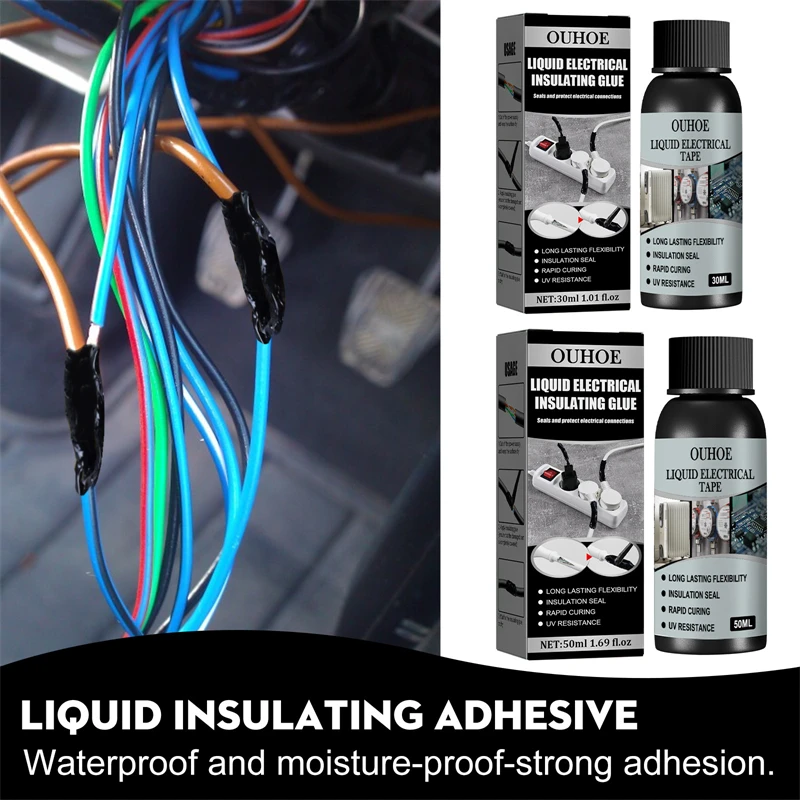 OUHOE 50ml liquid electrical tape long lasting flexibility insulation sealing rapid curing uv resisting insulating adhesive