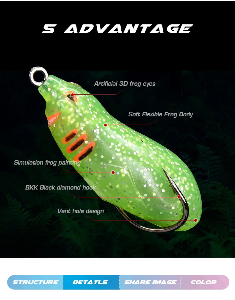 Wholesale 17.5g 60mm Soft Frog Bait  Artificial Soft Silicone Frog Fishing Bait  Frog Fishing Lures With High