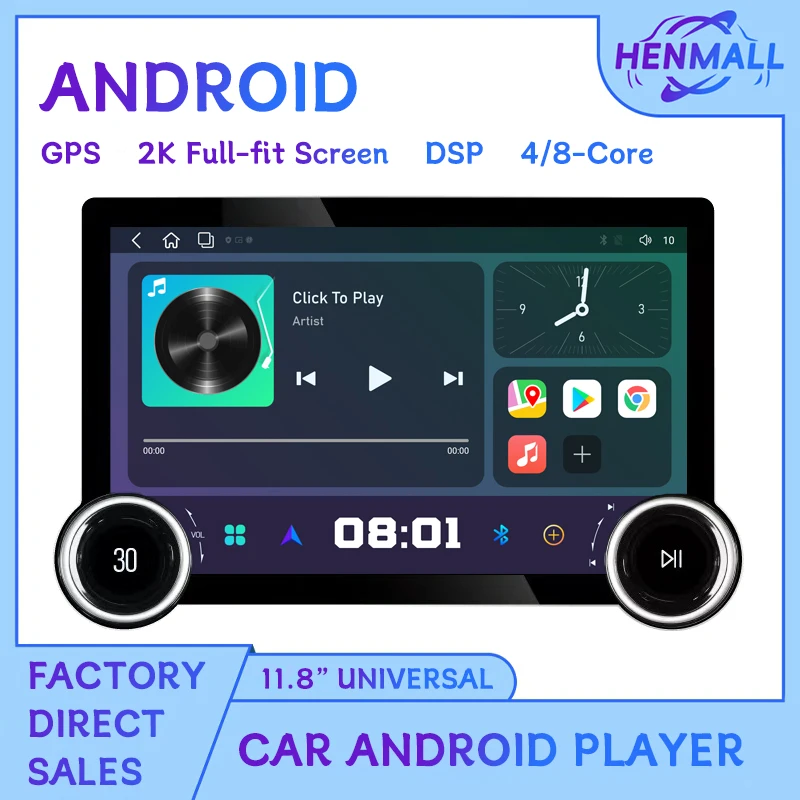 HENMALL Universal 11.8inch Double Knob Car Multimedia Player een Autoradio Stereo Video GPS WiFi Auto Radio Android Video Player