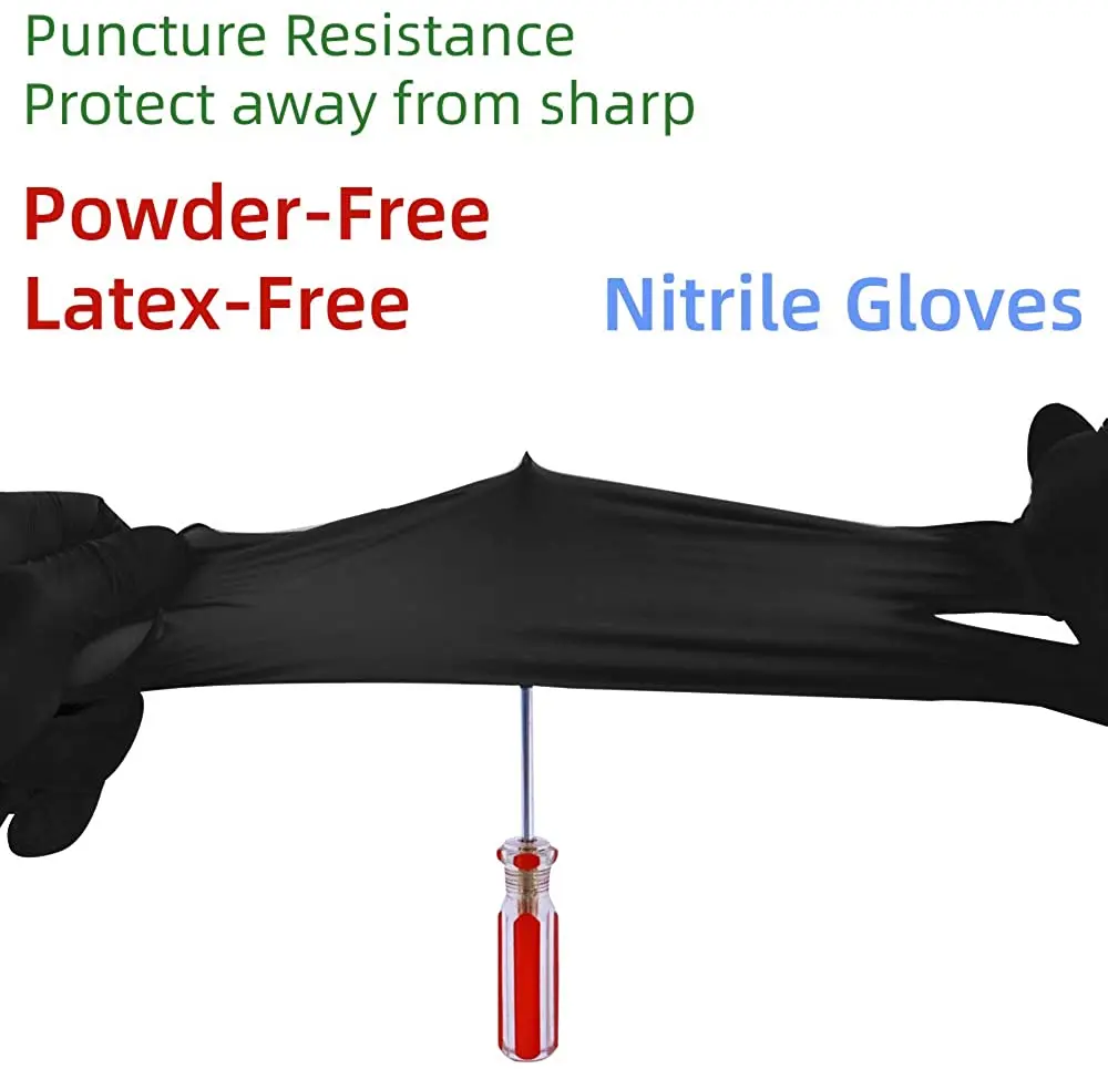YiGlove Disposable 6mil Black Food Grade Pvc Rubber Latex Nitrile Vinyl Gloves Boxes 100 Pcs for Tattoo Barber Kitchen
