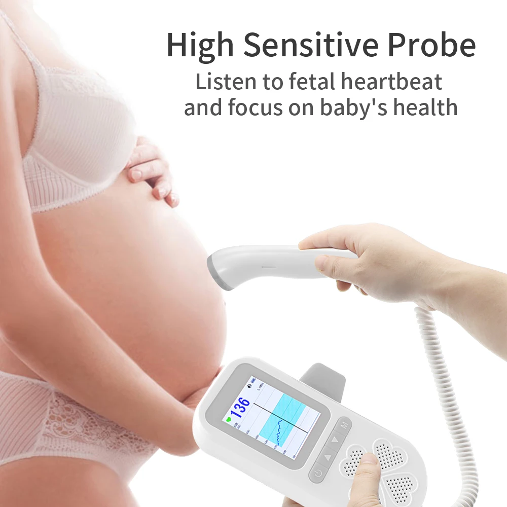Zero Radiation User-Friendly Hot Sale Best Digital&Curve Double Mode eco Home use No radiation Ultrasound Fetal Doppler Monitor