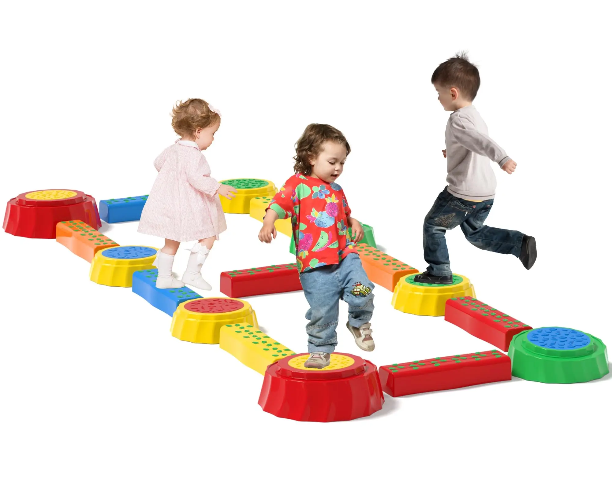 Kids Step a Trail 8 Piece Backyard Obstacle Course Toy Stepping Stones for Kids Indoor Outdoor Toddler Balance Beam Sensory Toys