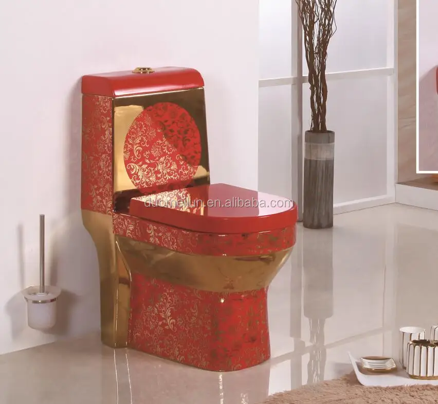 China factory Modern Golden Sanitary Wares Wc One Pieces Gold Plating Toilet for sanitary ware