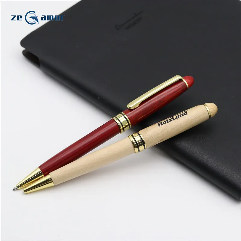 Zeamor 2021 logo customized empty wood ball pen with nice wooden gift box for business souvenir gifts