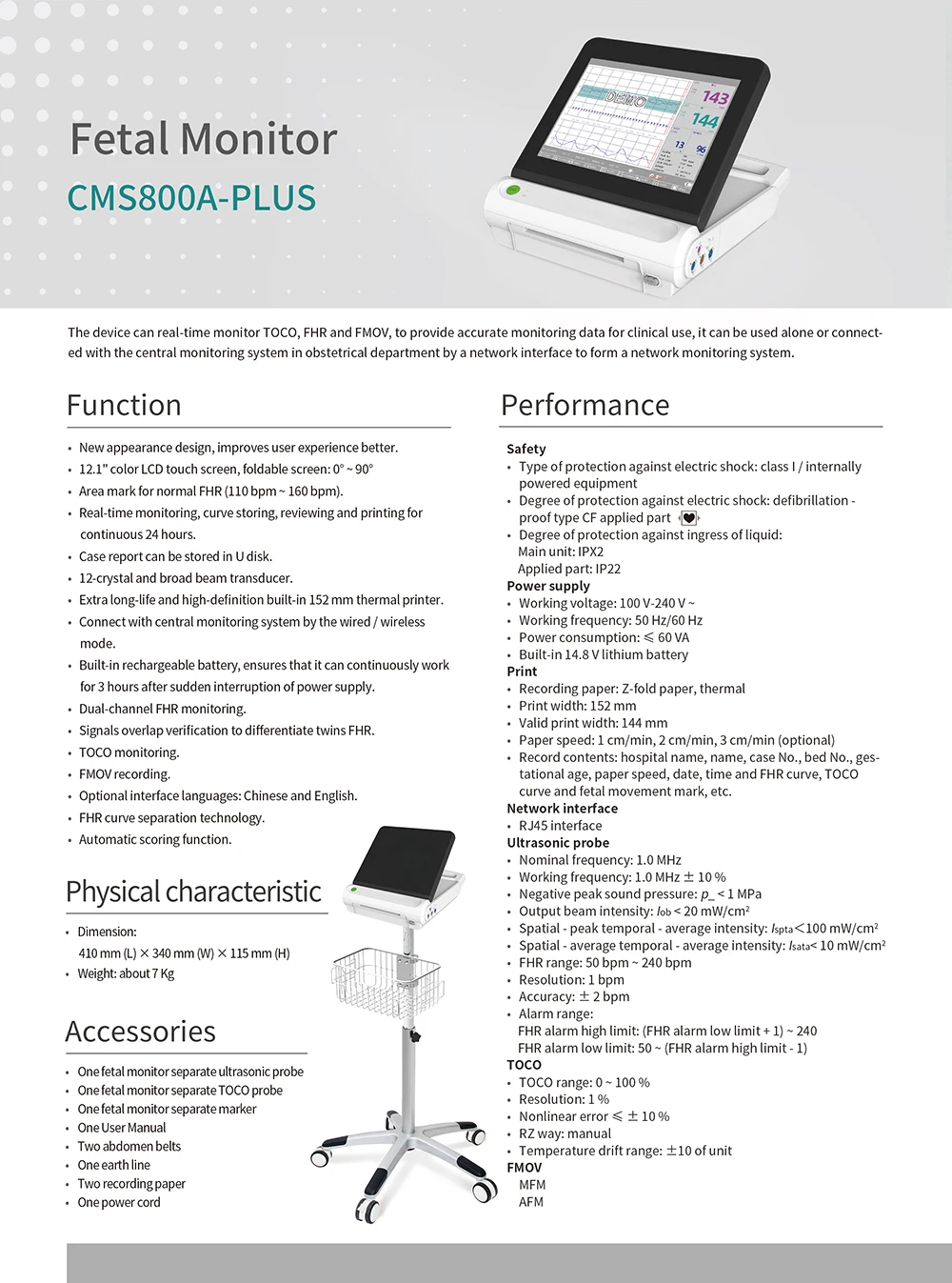 ЖК-CMS800A-Plus CONTEC CTG материнский фетальный монитор