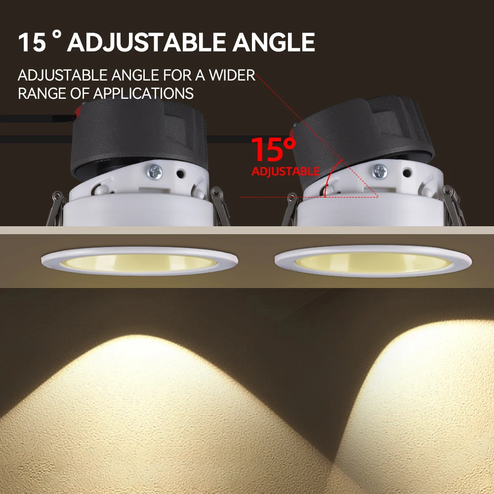 NEW Home Lighting Ceiling Panel Glare Spot Light Led Recessed Downlight Spotlight for Shop Aluminum Indoor AC220V 3 Colors 90 80