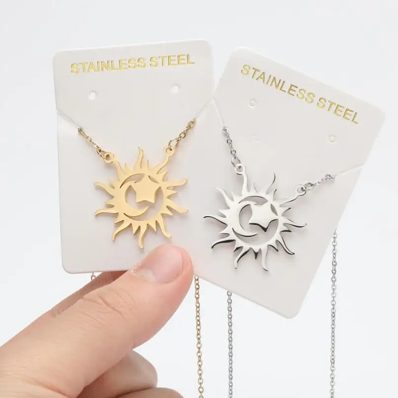 Gold Plated Pendant Necklaces Facial Features Stars Moon Starry Sky Christmas Tree Stainless Steel Necklace