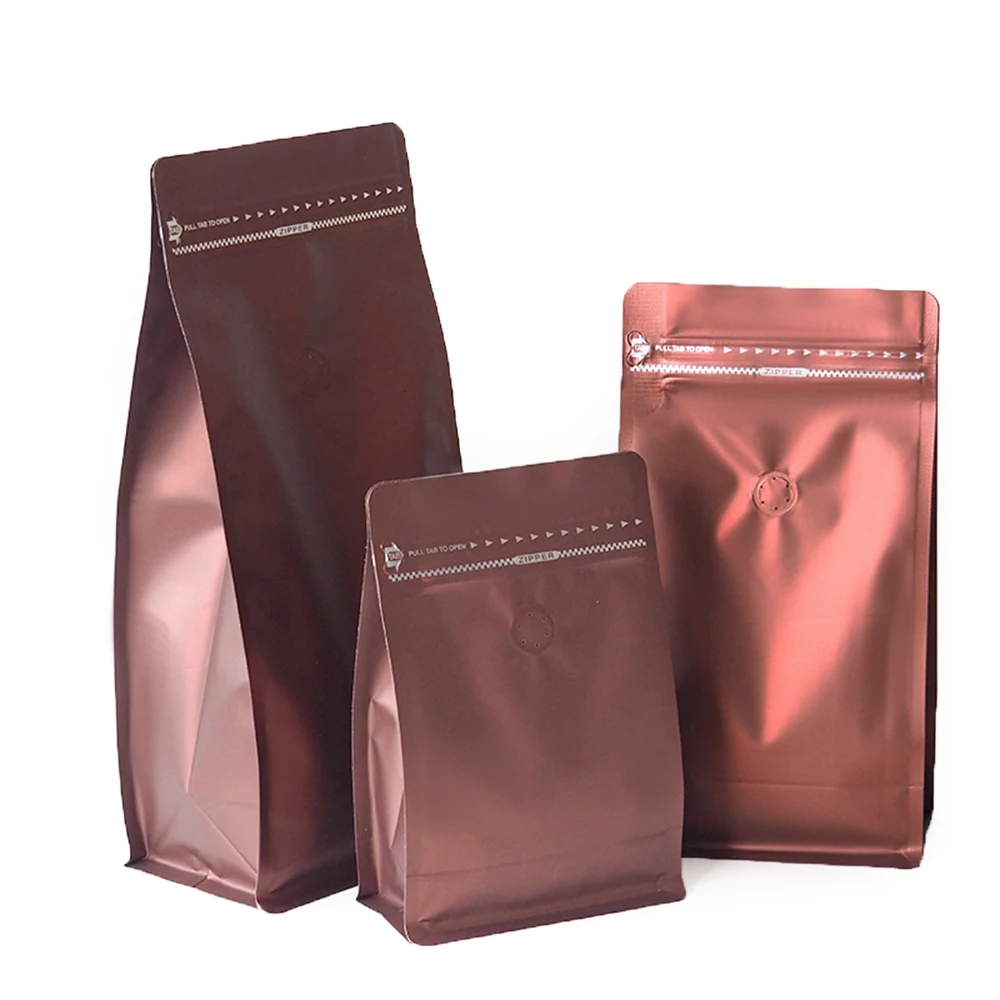 Stand Up Zipper Kraft Brown Paper Biadegradable Bag Aluminum Foil One Way Valve Food Coffee Packaging Bag With Valve And Ziplock