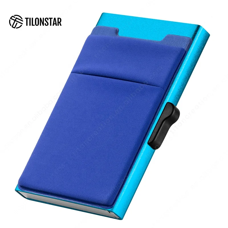 TILONSTAR Accept Customized Logo Minimalist Credit Card Holders Pop Up Aluminum Wallets Metal Wallet