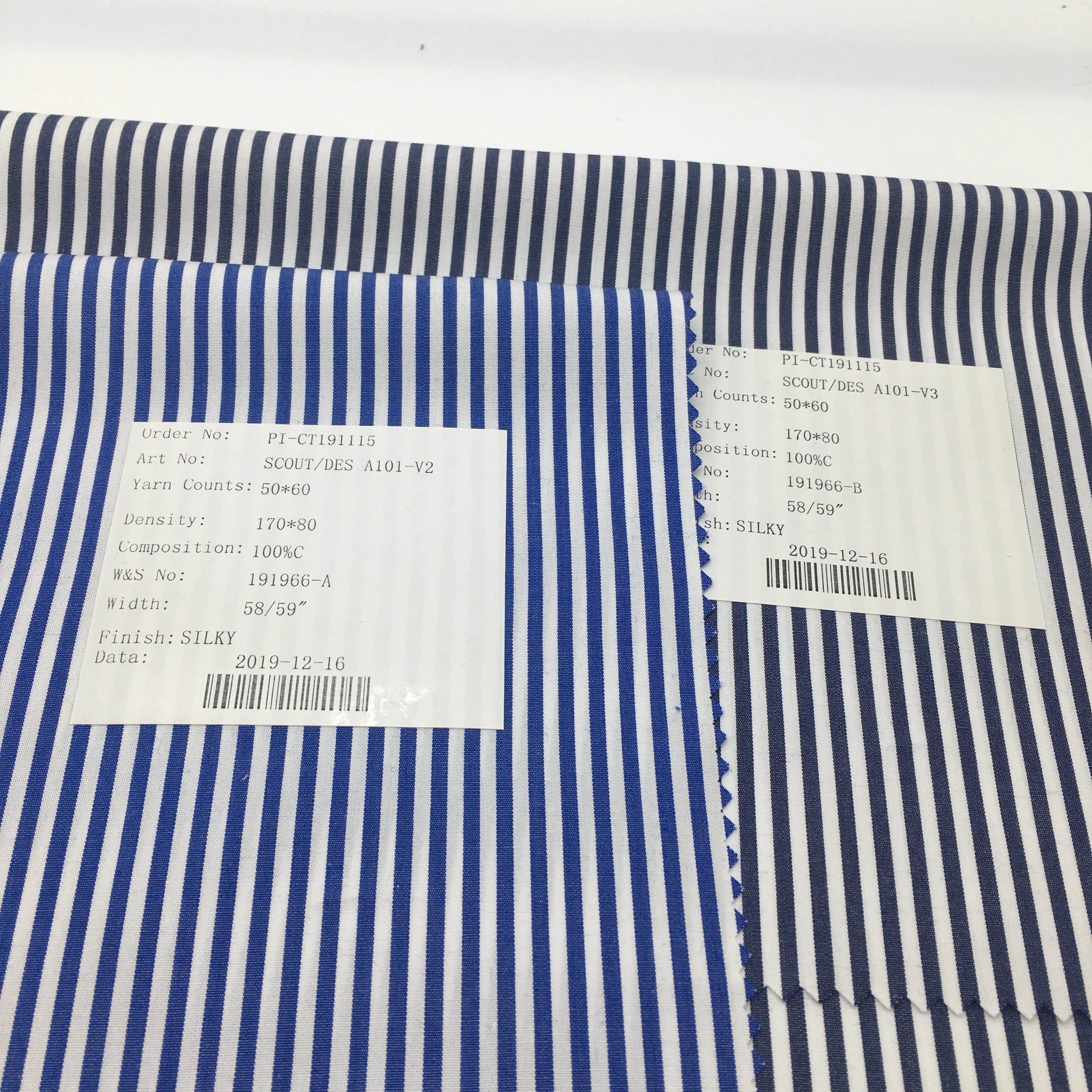 High quality high yarn count density 100 cotton stripe shirt fabric