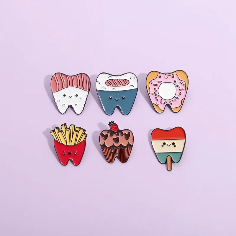 Cartoon Dentisit Tooth Soft Enamel Lapel pin Brooch Care For Teeth Promotional Backpack Badge Clothing Accessories Gift Jewelry