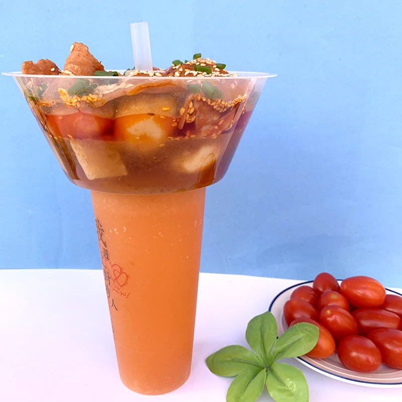 Wholesale Custom High Quality Various Sizes Sample Available Plastic 2 In 1 Snack and Fruit Drinking Cold Cups