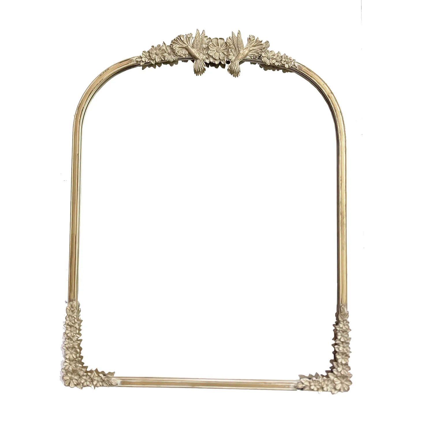 European Vintage Gold Arched Mirror Resin Wall Mirror Decor Iron Frame Mirror Decor for Living Room