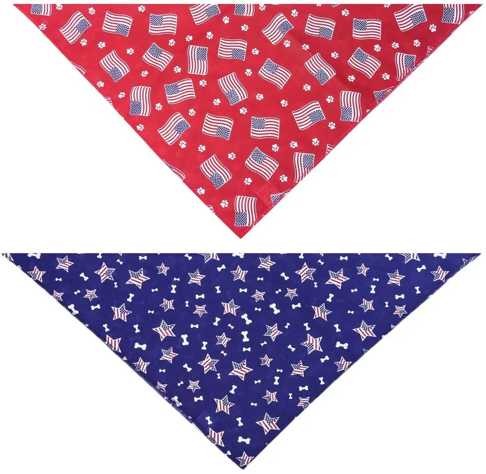 American Flag Pet Bandana Doule Layer Durable Polyester Custom Printed Dog Bandana Sublimation Print with Logo Triangle Dog Band