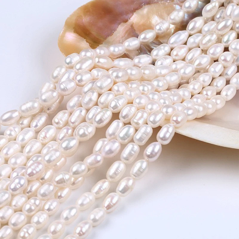 Factory Price 100% Natural Freshwater Pearl Necklace DIY Bulk Rice Shaped Beads 2A Quality White 5-6mm Potato Shaped Colorful