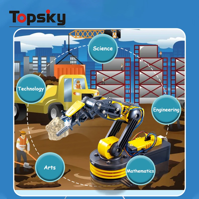 Flexible STEM Building Wire Controlled Powered Remote Control Robotic Arm DIY Educational Handmade Technology Toys