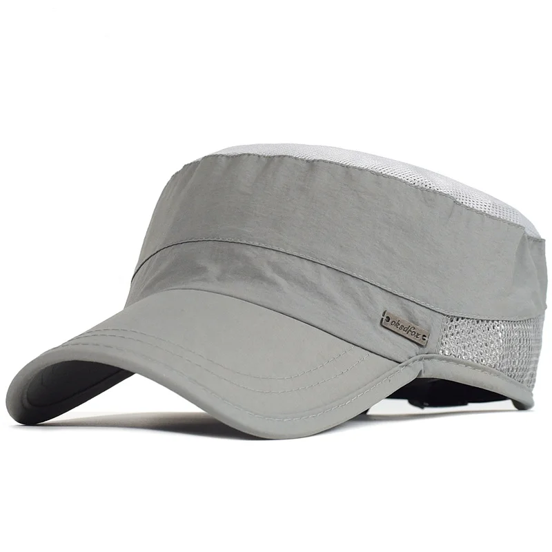 Summer Flat Top Hat Outdoor Breathable Mesh Quick Drying Men Patrol Cadet Cap
