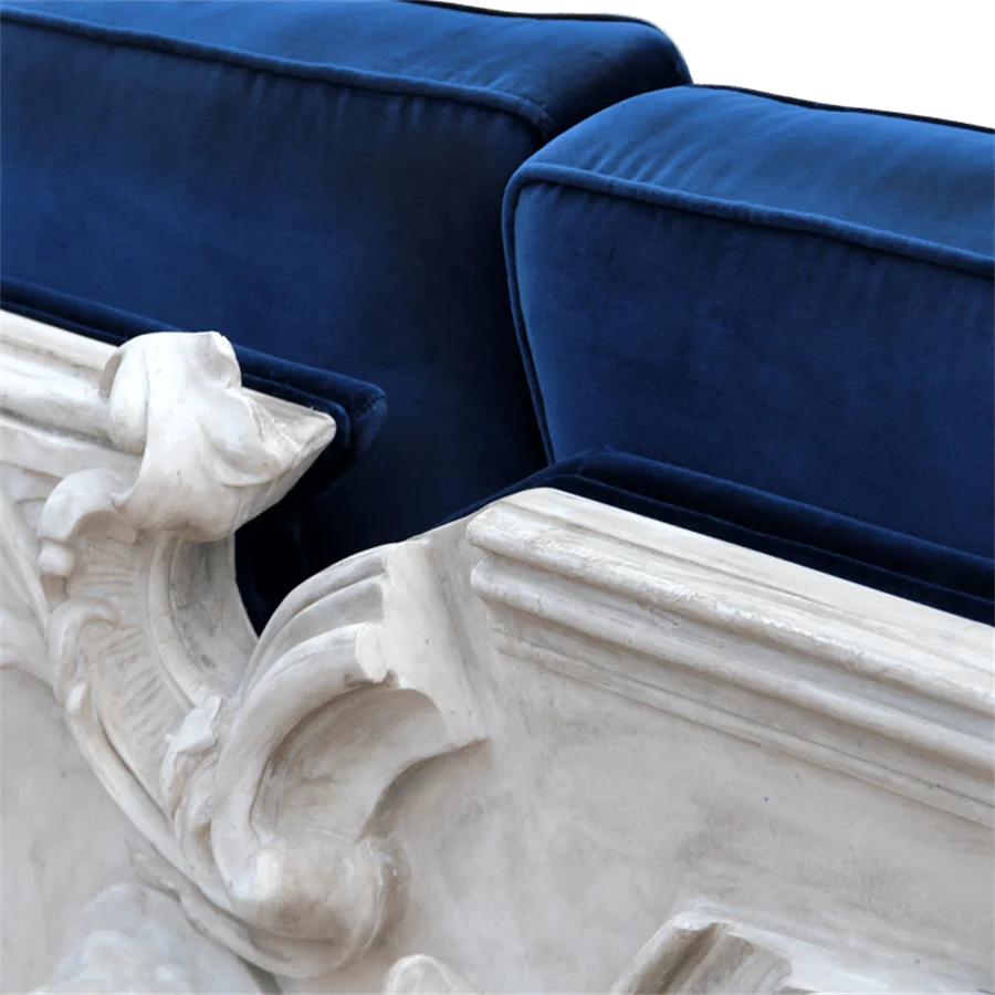 Atmospheric luxury velvet sofa blue carved living room sofa high-end exclusive luxury modern soft three-seat sofa set
