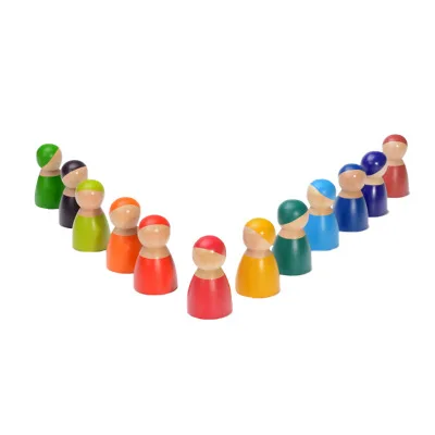
Montessori 12PCS Rainbow Friends Peg Dolls Kids Small Doll Toy For DIY/Painting/Decoration/Party 