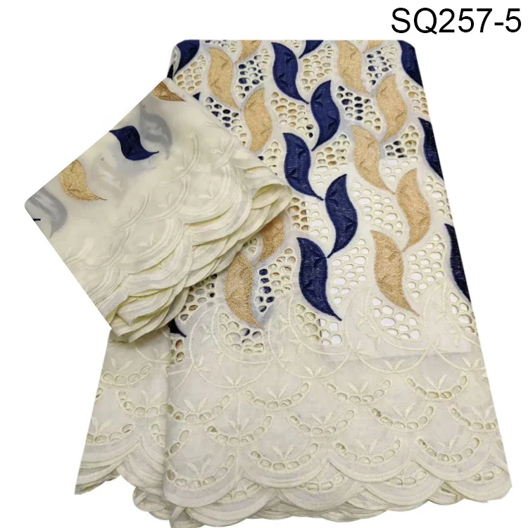 AF swiss lace + silk lace set fabric american 100% Cotton Material and Combed Yarn Type garment swiss handcut lace fabric