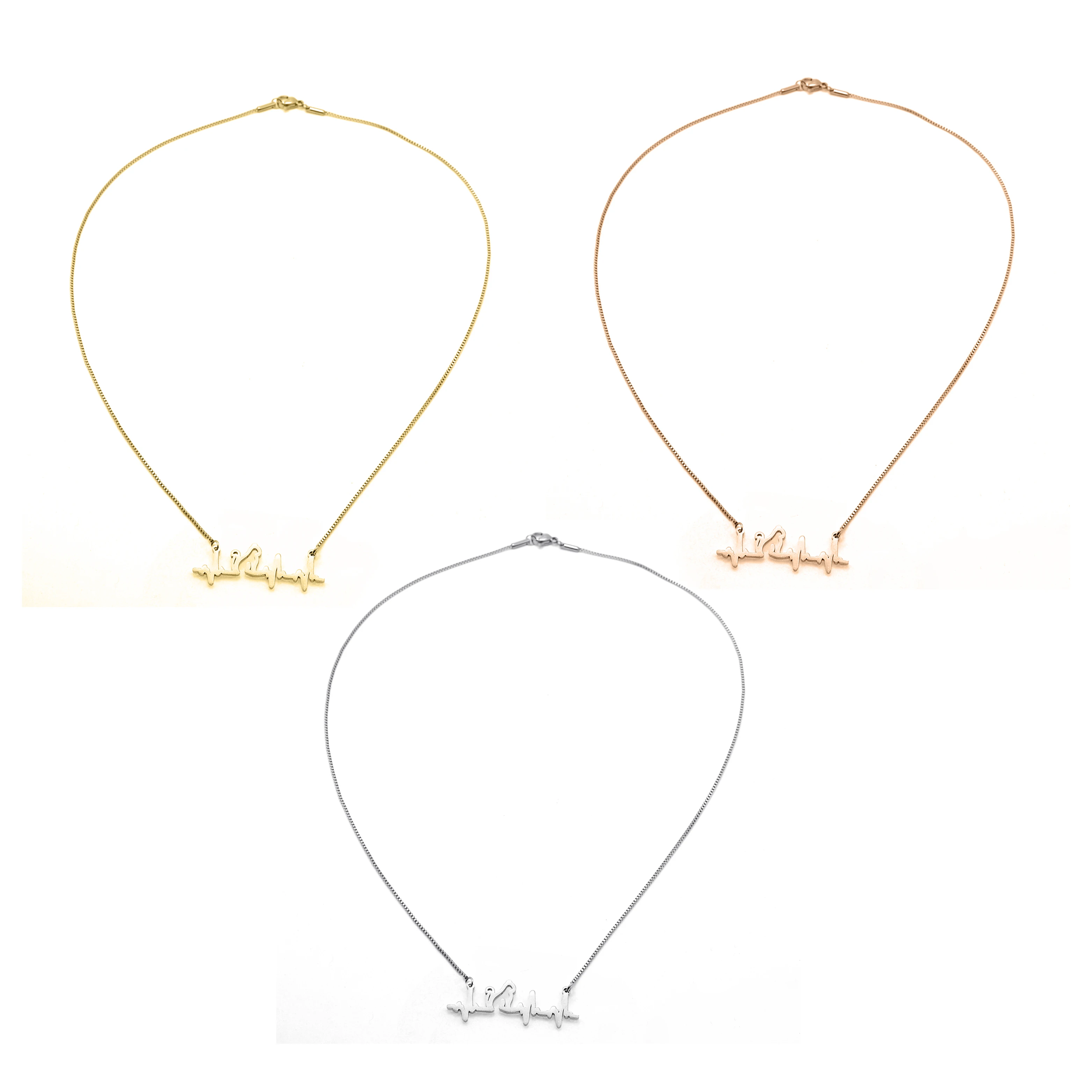 Подвеска в виде сердца из нержавеющей стали, самодельная волнистая линия, электрокардиограмма, ЭКГ, кулон на заказ, ожерелье серебристого/золотистого цвета для женщин, мужчин и девушек