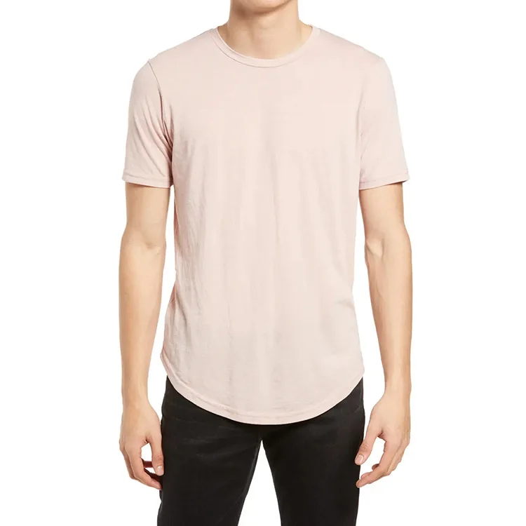 
France French custom cotton tee shirt custom long line hip hop curved hem extended t shirt 